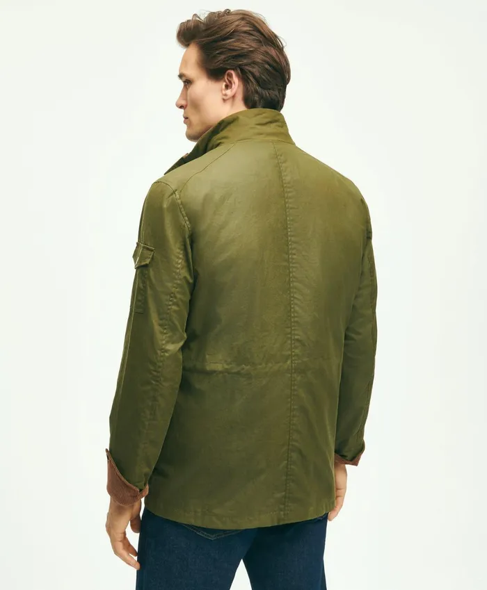 Men Cotton Waxed 3In1 Jacket Olive Brooks Brothers Coats and Jackets