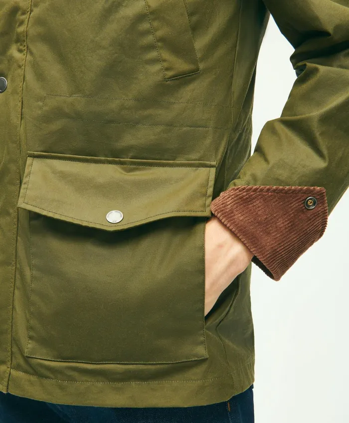 Men Cotton Waxed 3In1 Jacket Olive Brooks Brothers Coats and Jackets