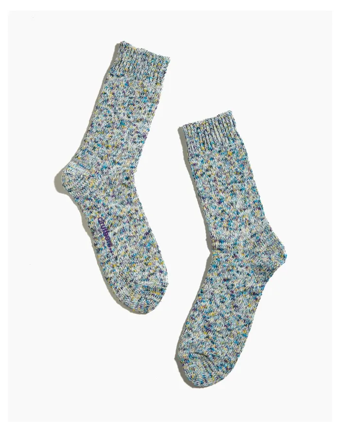 Men Druthers Organic Cotton Tie Dye Crew Socks Blue Multi Madewell Socks