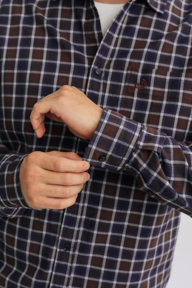 Men Dundalk 8211 Navy and Brown TWOTHIRDS Shirts