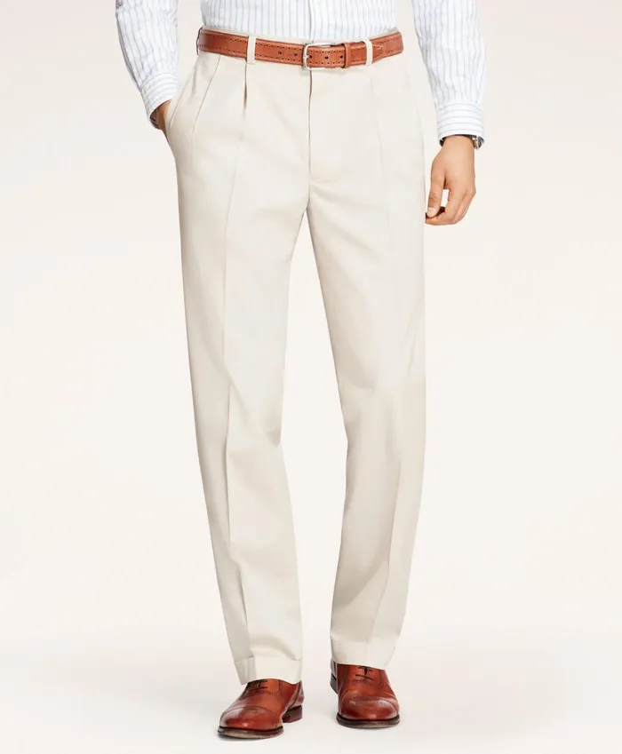 Men Elliot Fit Stretch Cotton Advantage Chino Pants Stone Brooks Brothers Chinos and Casual Pants