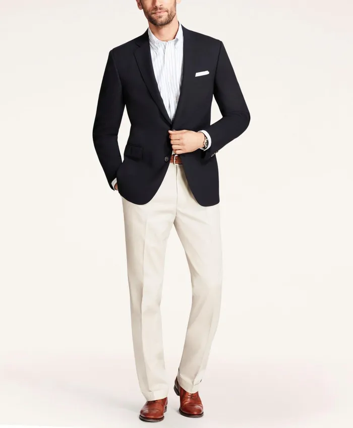 Men Elliot Fit Stretch Cotton Advantage Chino Pants Stone Brooks Brothers Chinos and Casual Pants