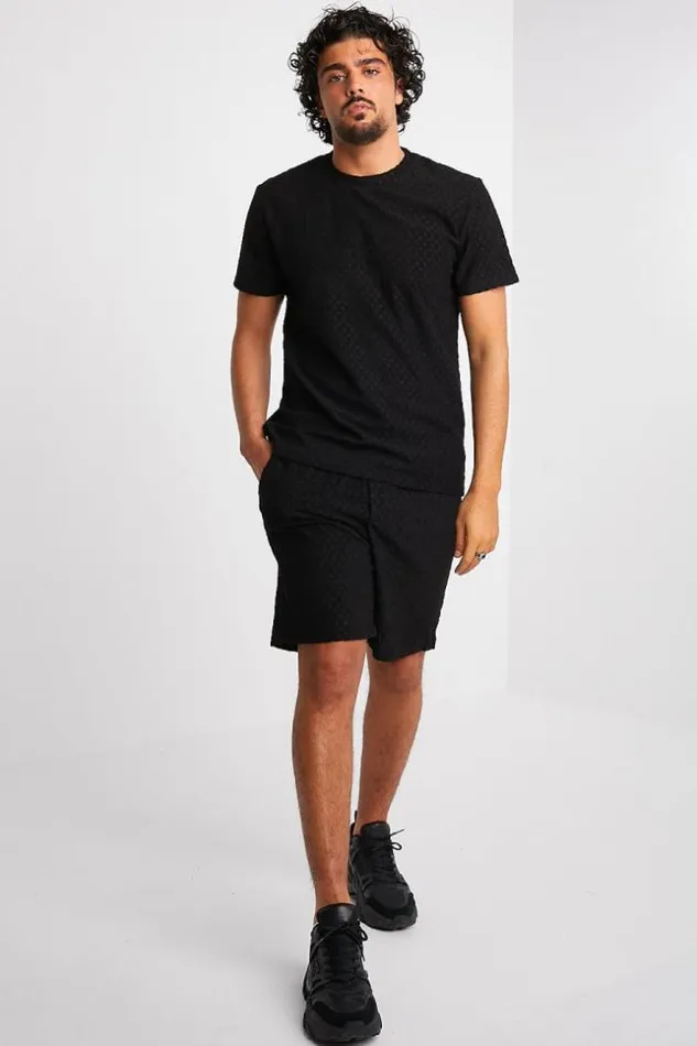 Men Ensemble 2 Pices TShirt Short Noir Textur Black Brentiny Paris Top Bottom Sets Men Ensemble 2 Pices TShirt Short Noir Textur Black Brentiny Paris Top Bottom Sets