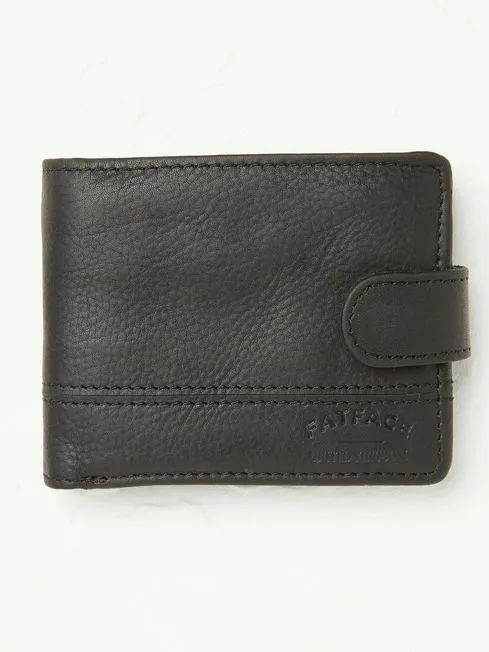 Men Fatface Bags and Wallets Black Seamed Leather Wallet
