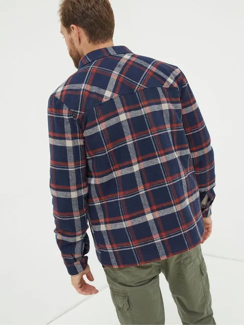 Men Fatface Coats and Jackets Blue Fjord Check Overshirt Men Fatface Coats and Jackets Blue Fjord Check Overshirt