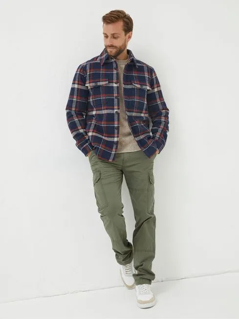 Men Fatface Coats and Jackets Blue Fjord Check Overshirt Men Fatface Coats and Jackets Blue Fjord Check Overshirt