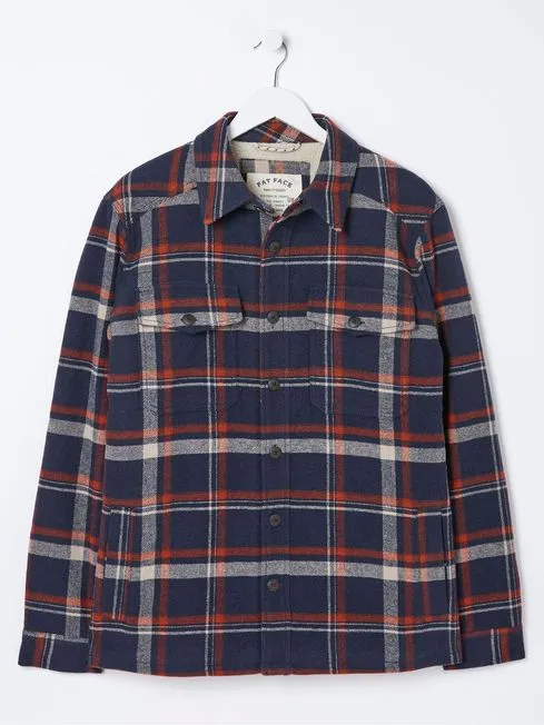 Men Fatface Coats and Jackets Blue Fjord Check Overshirt Men Fatface Coats and Jackets Blue Fjord Check Overshirt