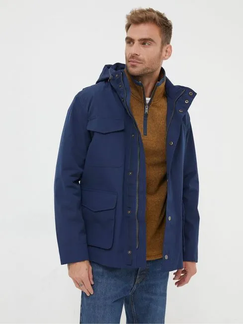 Men Fatface Coats and Jackets Blue Truro Waterproof Jacket