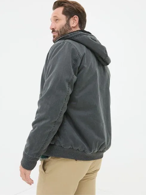 Men Fatface Coats and Jackets Grey Charcoal Denver Hooded Jacket