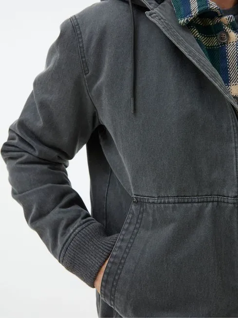 Men Fatface Coats and Jackets Grey Charcoal Denver Hooded Jacket