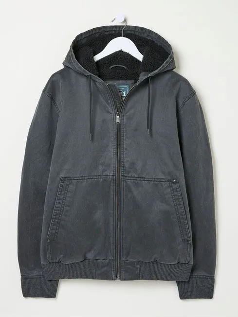 Men Fatface Coats and Jackets Grey Charcoal Denver Hooded Jacket