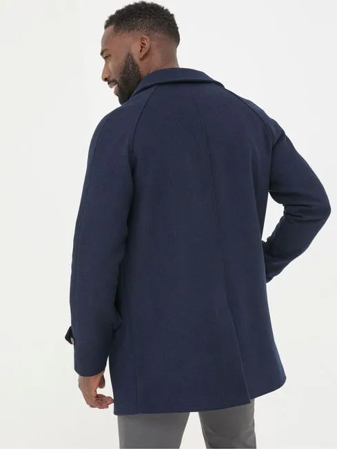 Men Fatface Coats and Jackets Pendeen Navy Blue Raglan Overcoat