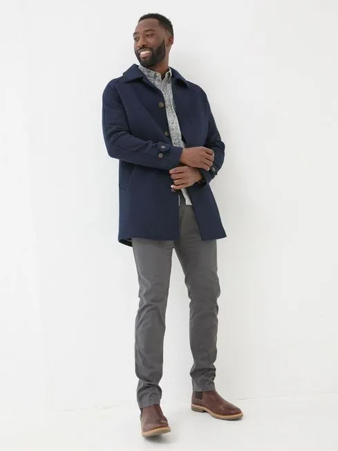 Men Fatface Coats and Jackets Pendeen Navy Blue Raglan Overcoat