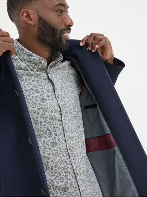Men Fatface Coats and Jackets Pendeen Navy Blue Raglan Overcoat