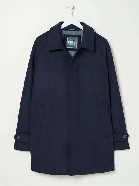 Men Fatface Coats and Jackets Pendeen Navy Blue Raglan Overcoat