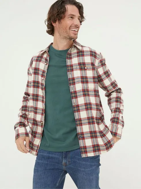 Men Fatface Coats and Jackets Red Bruton Check Shirt