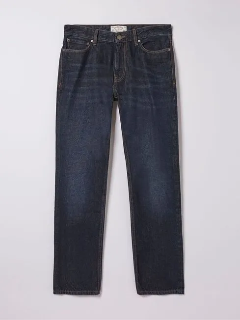 Men Fatface Jeans Blue Straight Dark Vintage Wash Jeans