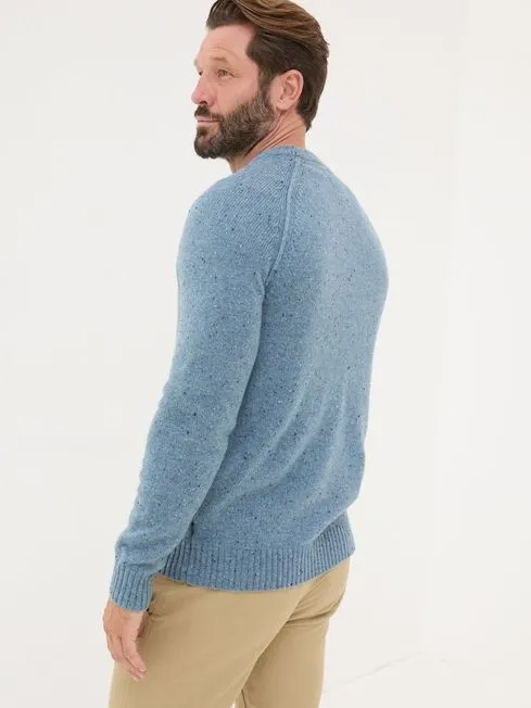 Men Fatface Knitwear Chambray Blue Lambswool Plain Crew Men Fatface Knitwear Chambray Blue Lambswool Plain Crew