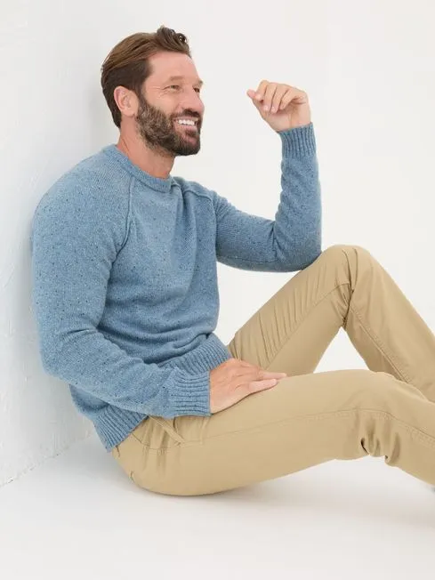 Men Fatface Knitwear Chambray Blue Lambswool Plain Crew Men Fatface Knitwear Chambray Blue Lambswool Plain Crew