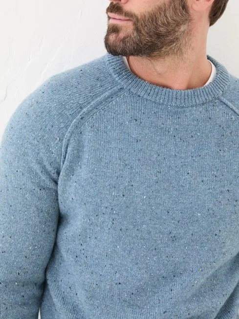 Men Fatface Knitwear Chambray Blue Lambswool Plain Crew Men Fatface Knitwear Chambray Blue Lambswool Plain Crew