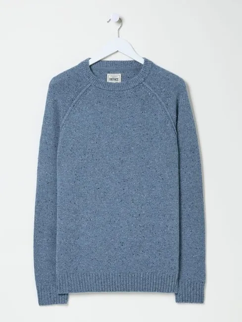 Men Fatface Knitwear Chambray Blue Lambswool Plain Crew Men Fatface Knitwear Chambray Blue Lambswool Plain Crew