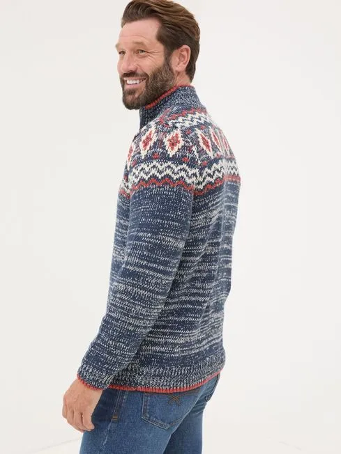 Men Fatface Knitwear Denim Vintage Rothbury Half Neck Jumper Men Fatface Knitwear Denim Vintage Rothbury Half Neck Jumper