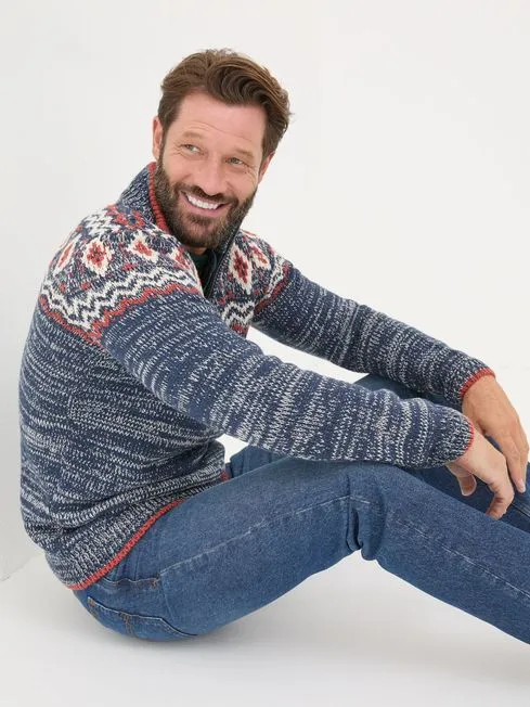 Men Fatface Knitwear Denim Vintage Rothbury Half Neck Jumper Men Fatface Knitwear Denim Vintage Rothbury Half Neck Jumper