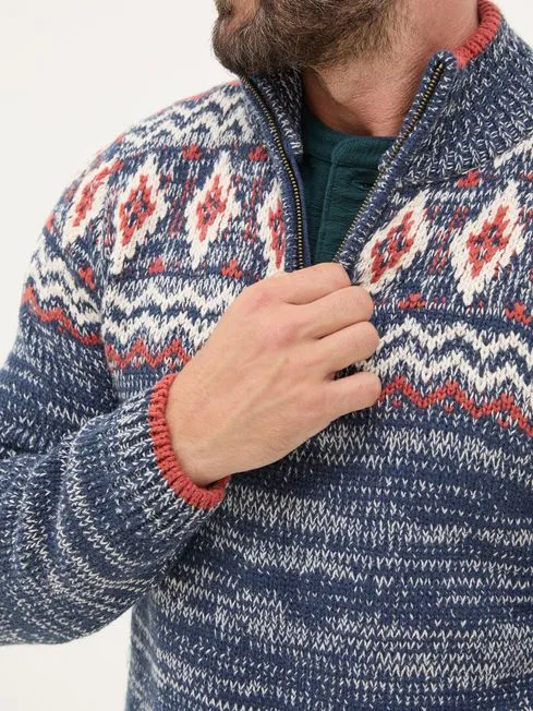 Men Fatface Knitwear Denim Vintage Rothbury Half Neck Jumper Men Fatface Knitwear Denim Vintage Rothbury Half Neck Jumper