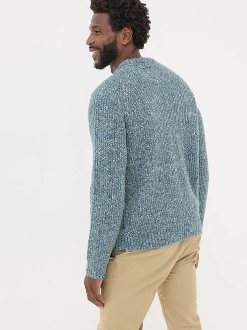 Men Fatface Knitwear Mid Blue Sefton Lofty Knitted Crew Neck Jumper Men Fatface Knitwear Mid Blue Sefton Lofty Knitted Crew Neck Jumper