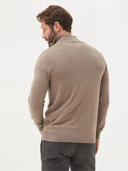 Men Fatface Knitwear Rye Natural HalfNeck Jumper
