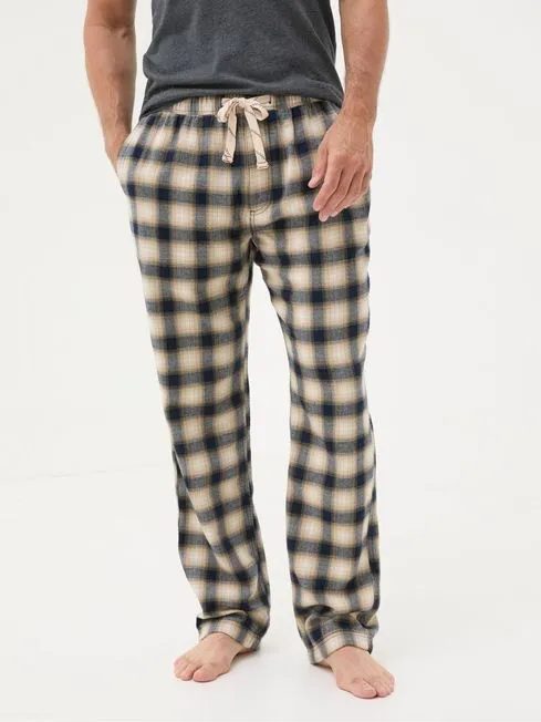 Men Fatface Loungewear Bosham Natural Check Pyjama Bottoms