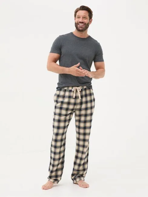 Men Fatface Loungewear Bosham Natural Check Pyjama Bottoms