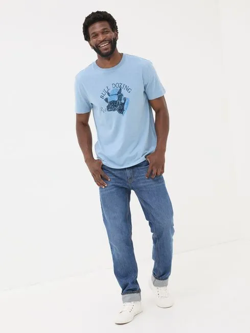 Men Fatface Loungewear Light Blue Bull Dozing TShirt Men Fatface Loungewear Light Blue Bull Dozing TShirt