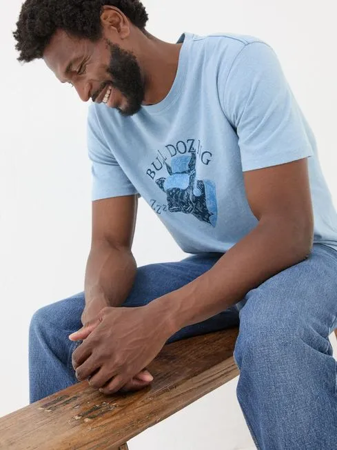 Men Fatface Loungewear Light Blue Bull Dozing TShirt Men Fatface Loungewear Light Blue Bull Dozing TShirt