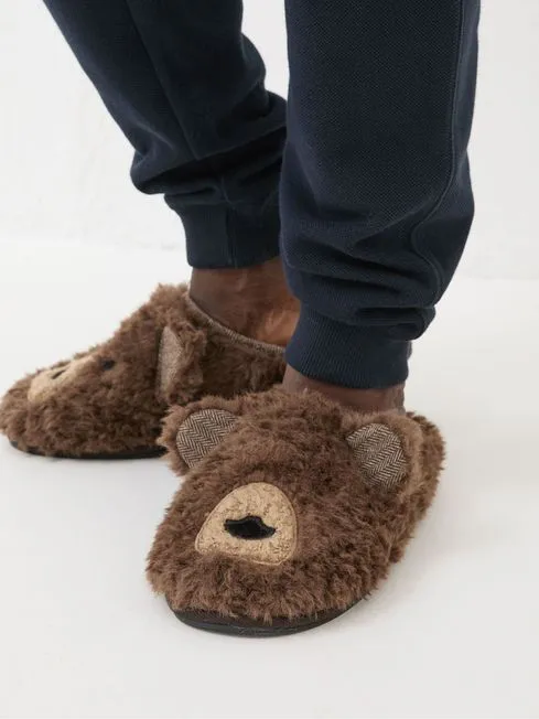 Men Fatface Pajamas and Nightwear Brown Grizzly Bear Slippers Men Fatface Pajamas and Nightwear Brown Grizzly Bear Slippers