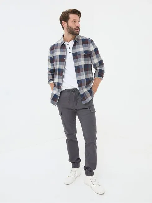 Men Fatface Pants Kent Grey Cuffed Cargo Trousers
