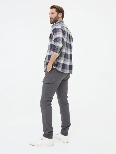 Men Fatface Pants Kent Grey Cuffed Cargo Trousers