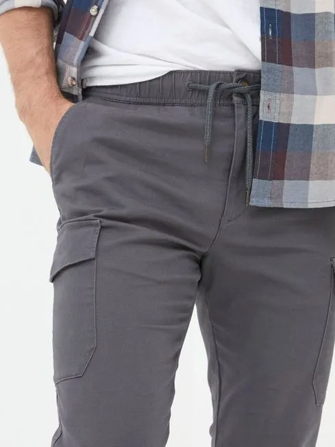 Men Fatface Pants Kent Grey Cuffed Cargo Trousers