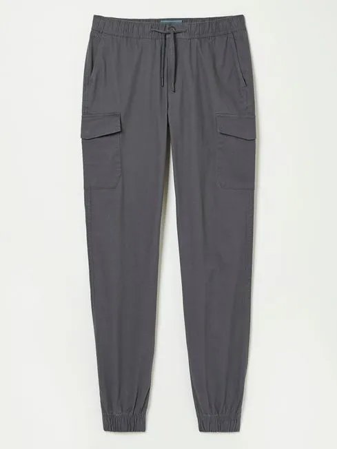Men Fatface Pants Kent Grey Cuffed Cargo Trousers
