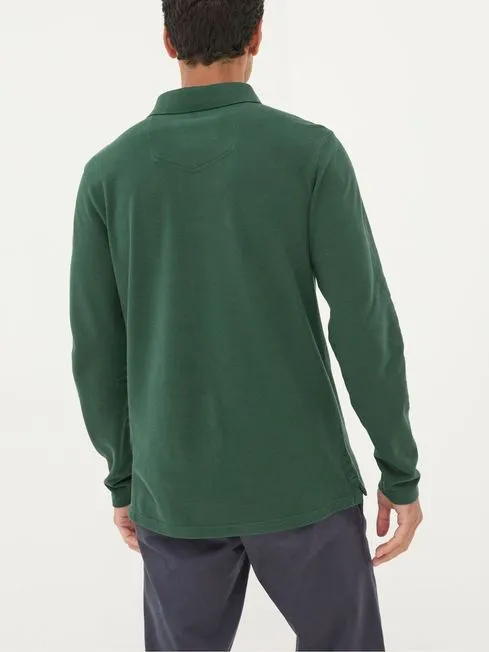 Men Fatface Polo Shirts Green Long Sleeve Organic Pique Polo Shirt Men Fatface Polo Shirts Green Long Sleeve Organic Pique Polo Shirt