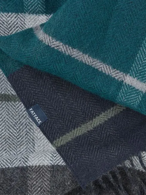 Men Fatface Scarves Teal Blue Oscar Check Scarf Men Fatface Scarves Teal Blue Oscar Check Scarf