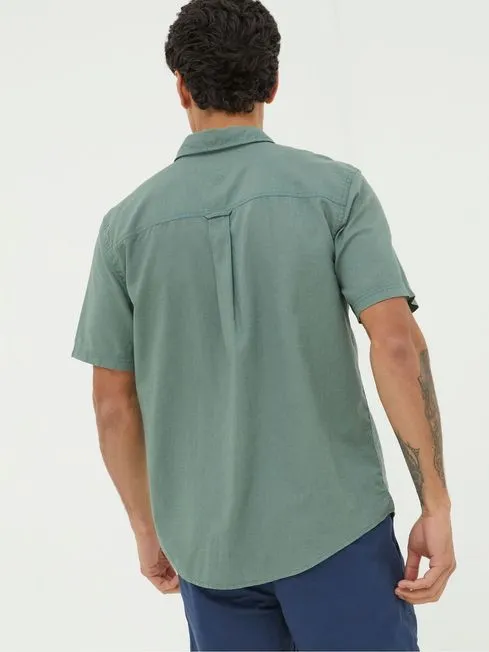 Men Fatface Shirts Bugle Green Linen Cotton Shirt Men Fatface Shirts Bugle Green Linen Cotton Shirt