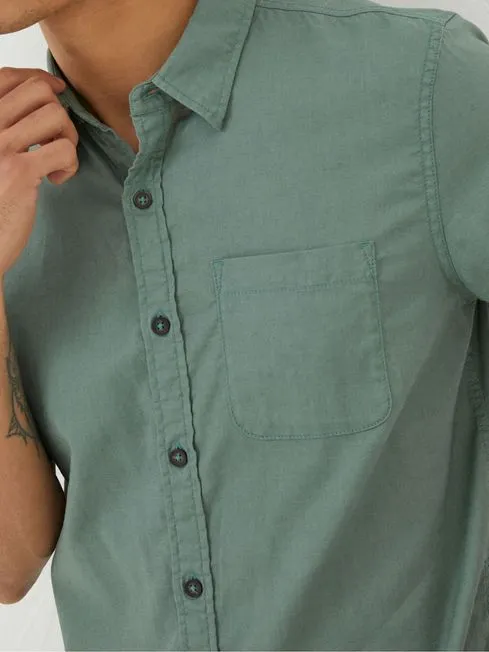 Men Fatface Shirts Bugle Green Linen Cotton Shirt Men Fatface Shirts Bugle Green Linen Cotton Shirt
