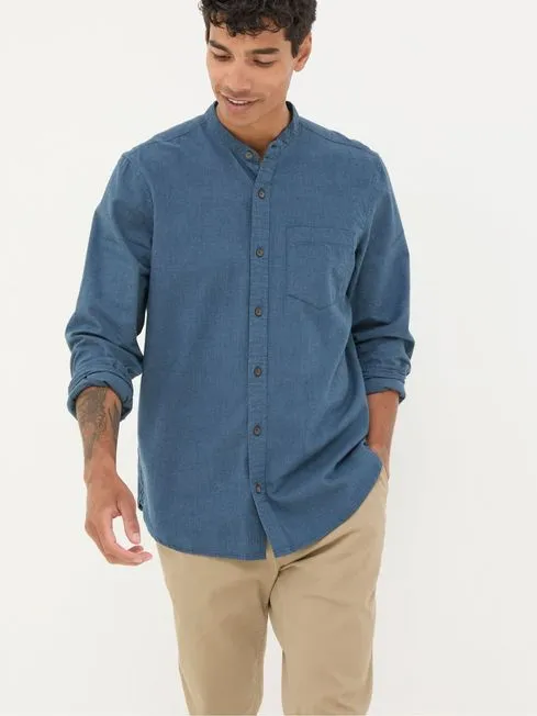 Men Fatface Shirts Tadlow Blue Grandad Shirt