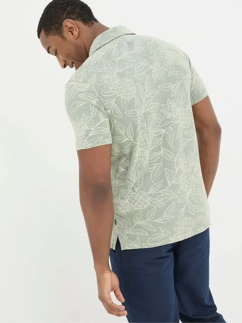 Men Fatface Shirts Truro Green Leaf Jersey Shirt