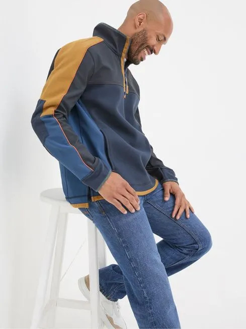 Men Fatface Sweatshirts and Hoodies Airlie Navy Blue Panel Sweatshirt