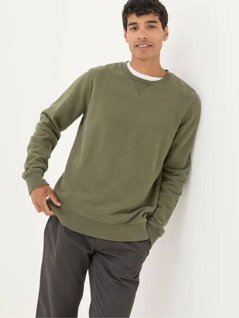 Men Fatface Sweatshirts and Hoodies Brooke Green Crew Neck Sweatshirt