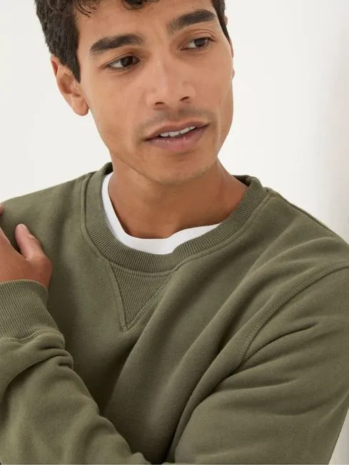 Men Fatface Sweatshirts and Hoodies Brooke Green Crew Neck Sweatshirt
