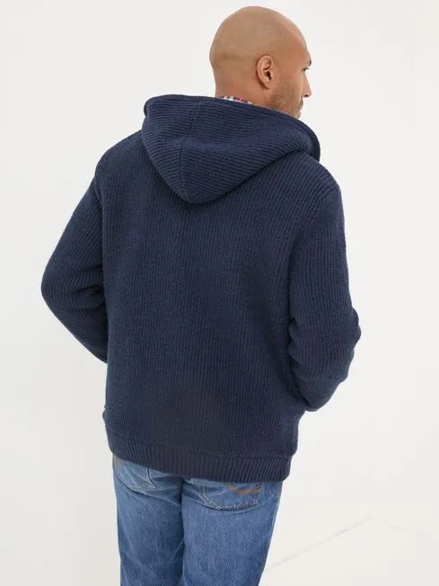Men Fatface Sweatshirts and Hoodies Linton Navy Knitted Zip Hoodie Men Fatface Sweatshirts and Hoodies Linton Navy Knitted Zip Hoodie