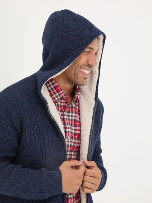 Men Fatface Sweatshirts and Hoodies Linton Navy Knitted Zip Hoodie Men Fatface Sweatshirts and Hoodies Linton Navy Knitted Zip Hoodie